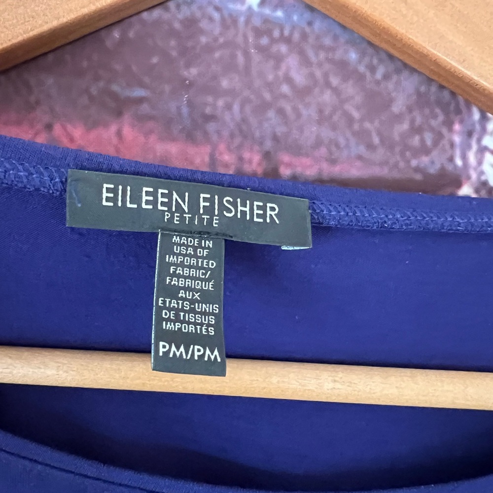 Eileen Fisher Purple Scoop Neck 3/4 Sleeve Top - Picture 8 of 8